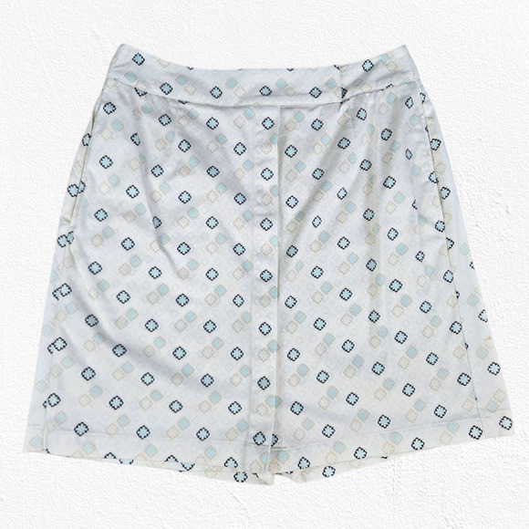Y2K Vintage White Pastel Geometric Print Shorts Skirt LizGolf Skort Size 10 - Picture 1 of 9